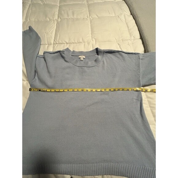 J. Jill Womens Large Light Blue Sweater Cotton Knit Pullover Round Neck Nautical - Picture 8 of 9